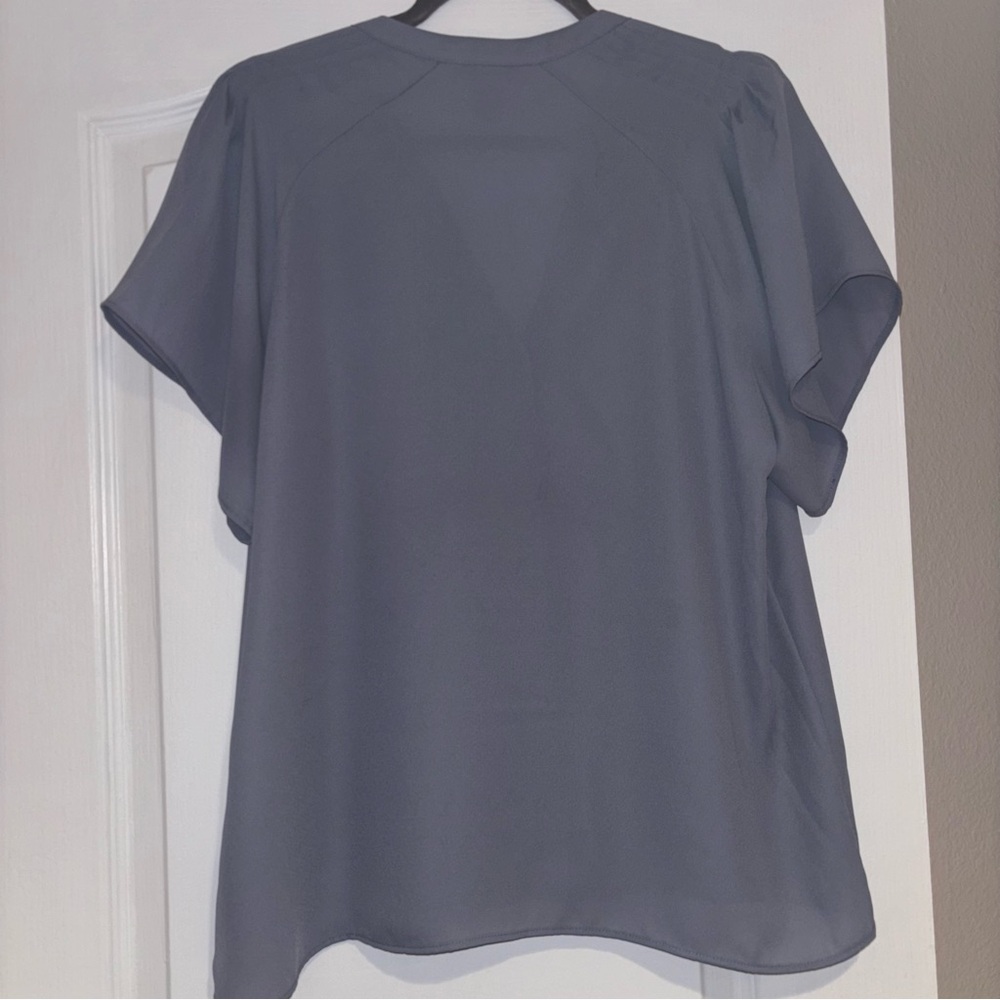 H&M Women's Lavender Gray Pleated Pintuck Blouse Work Office Professional - Picture 3 of 7